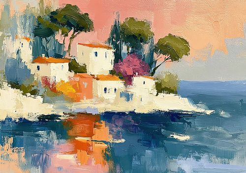 Mediterranean coastal landscape at sunset by Niklas Maximilian