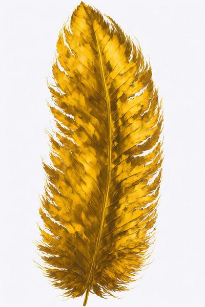 Goldene Feder auf weißem Hintergrund von Art & Soul Creations