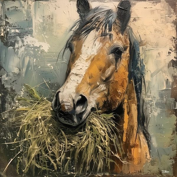 abstract boerderij paard van Gelissen Artworks