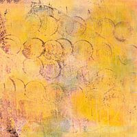 Dreamy yellow pink circles. Abstract minimalist painting.