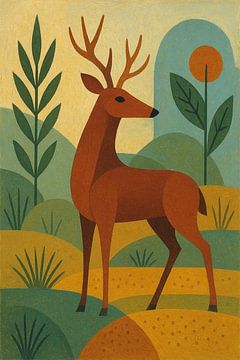 Illustration géométrique d'un cerf. sur Johannes