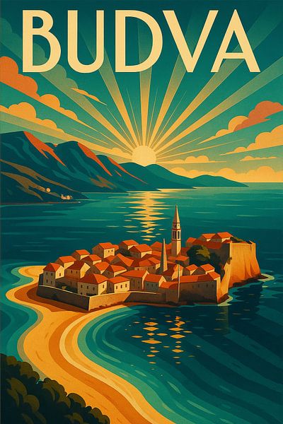 Budva Art Deco Poster - Montenegro Reistip van Travel Shop