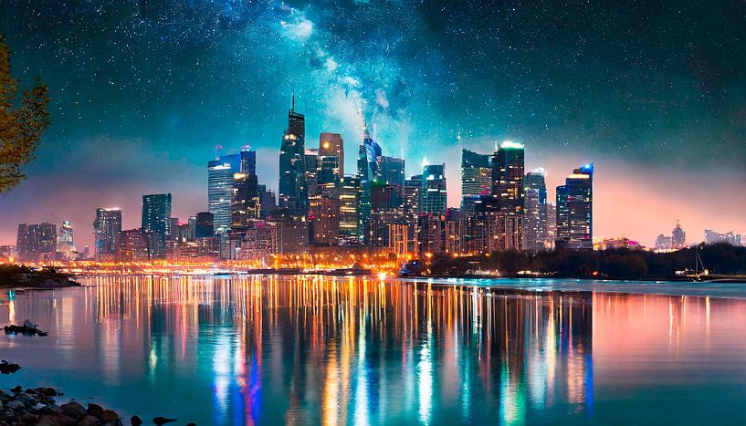 Ville de nuit avec reflet par Mustafa Kurnaz