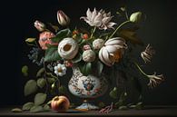 Flowers as still life with vase digital by Digitale Schilderijen thumbnail