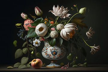 Blumen als Stillleben mit Vase digital von Digitale Schilderijen