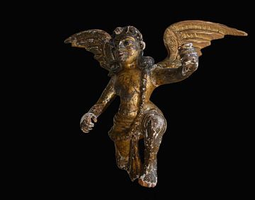 Antieke engel figuur - houtsculptuur van Peter Bartelings