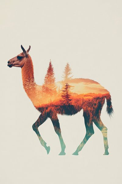 Llama in the forest by Poster Art Shop