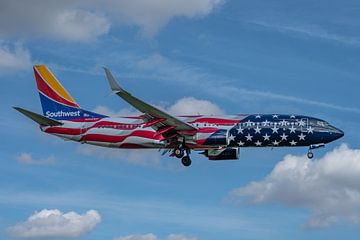 Freiheit Eins! Die schöne Boeing 737 der Southwest Airlines ist mit den Sternen und Streifen der ame von Jaap van den Berg