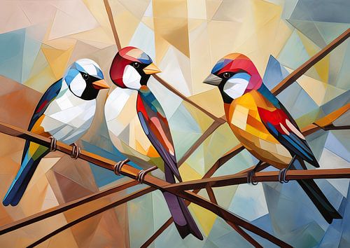 Geometric Bird Splendour by Eye catching paintings