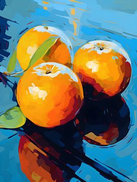 Composition de trois oranges sur Raymond Wijngaard