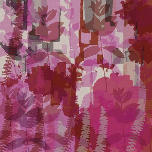 Abstracte bladeren in warme heldere kleuren