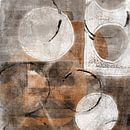 Modern abstract shapes and lines in earth tints. White, rusty brown, black circles. by Dina Dankers thumbnail