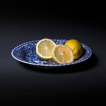 citroenen op Delfts Blauw sur gelske kwikkel