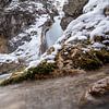 The Gleiersch Gorge in winter with snow, ice, and hanging icicles. von Miriam Schwarzfischer Fotografie