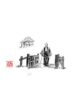 samurai überquert die Brücke von Péchane Sumie