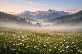 Morgenglanz über der Blumenwiese – Dawn Glow Above the Alpine Meadow von ButterflyPix