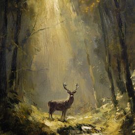 Red deer in the Veluwe bathed in soft spring light by Lauren Wilde