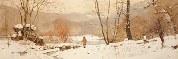 Eenzame Winterscène | Winterlandschap Kunst van Blikvanger Schilderijen