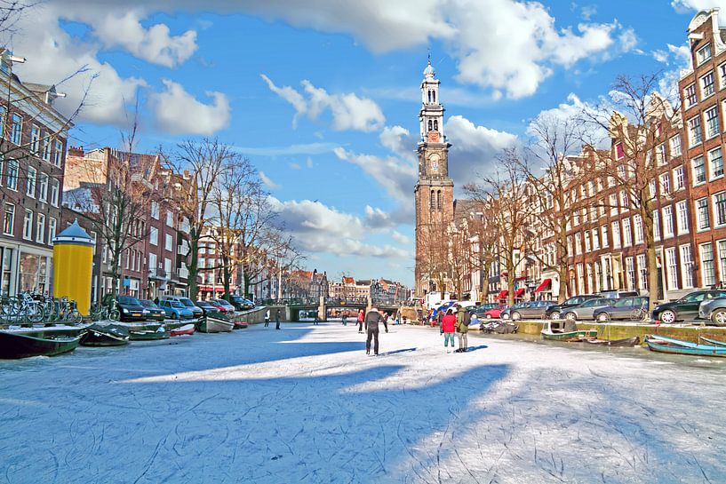 Schaatsen op de Prinsegracht in Amsterdam Nederland by Eye on You