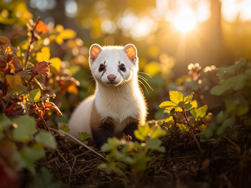 Das Hermelin in der Morgensonne -de hermelijn in de ochtendzon - the ermine in the morning sun von Christina Bauer Photos