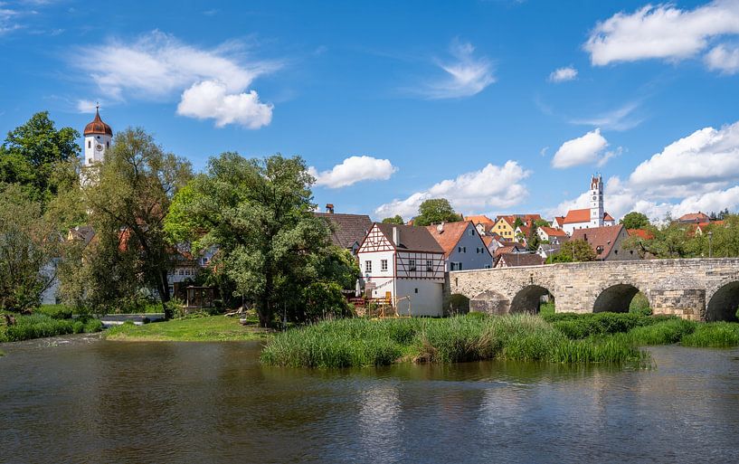 Historic bridge over the river Wörnitz in Harburg by ManfredFotos