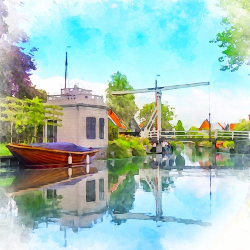 Gracht in Edam, Noord-Holland.