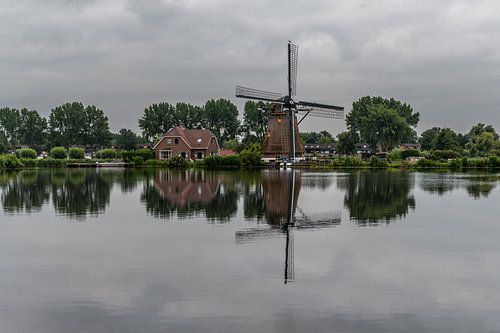 Mill with house in the kagerplassen on a grey morning (0113)