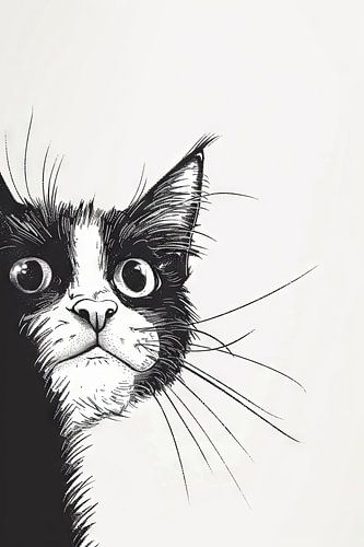 Nieuwsgierige kat - Illustratie