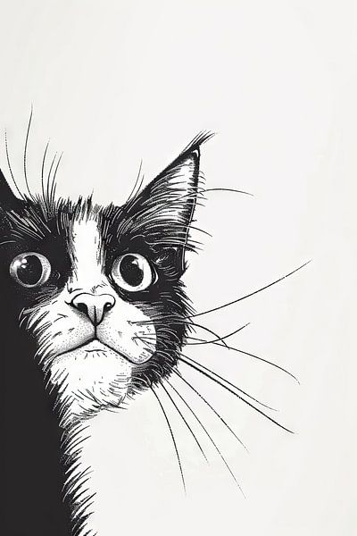 Curious cat - Illustration by Poster Art Shop