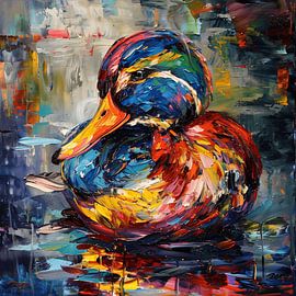 Colourful duck in an abstract style by Prints of Place