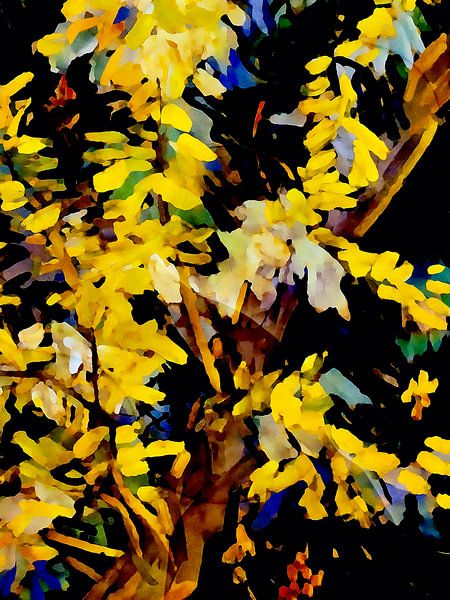 Forsythia bloemen van Mad Dog Art