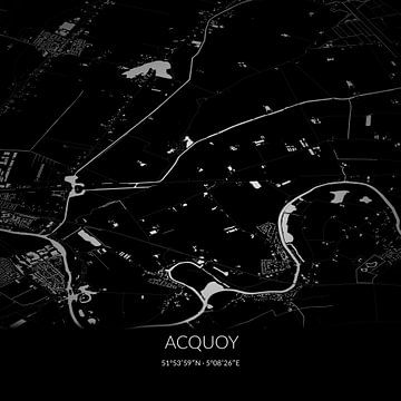 Zwart-witte landkaart van Acquoy, Gelderland. van Rezona