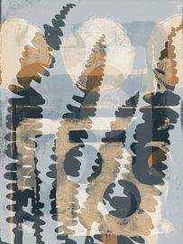 Scandinavian botanical abstract. Ferns in neutral grey and white. by Dina Dankers