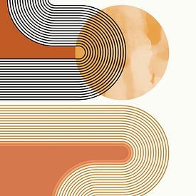 Zon en golven, moderne abstractie in natuurlijke kleuren van FRESH Fine Art
