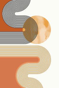 Sonne und Wellen, moderne Abstraktion in Natur Farben