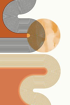Sonne und Wellen, moderne Abstraktion in Natur Farben