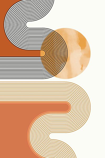 Sun and waves, modern abstraction in natural colours by FRESH Fine Art