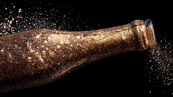Champagnefles van glitters panorama