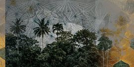 Palm grove at night collage landscape