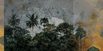Palmbos bij nacht collage landschap van Vlindertuin-Art