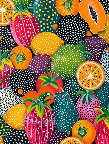Exotisch fruit in pop-artstijl | Keukenposter