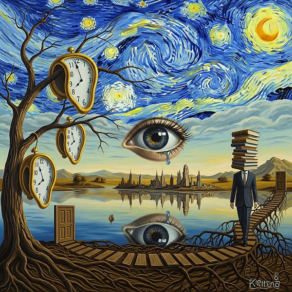 Surreal Starry Dreamscape – Abstract Night Art with Cosmic Energy by Aden Pink Galerry