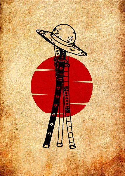 Samurai swords and hat one piece by Pus Meong Art