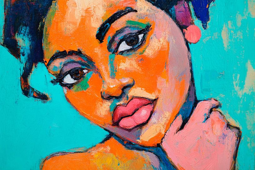 Colourful portrait painting of a woman by Poster Art Shop