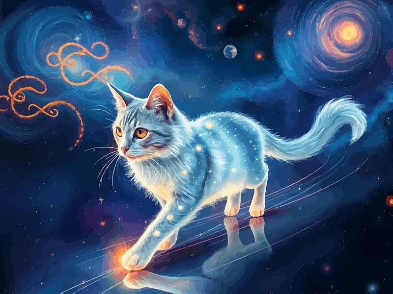 Neon Space Cat by Rizal Azhari