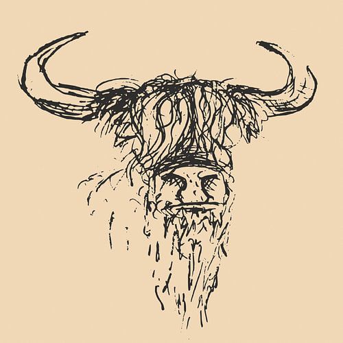 Stierenkop | Gebroken wit met antraciet