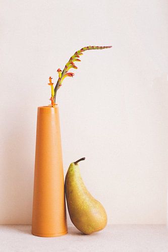 Stilleven peer en bloem
