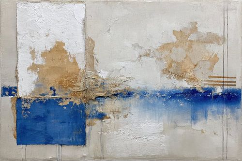 Peinture abstraite dans les tons bleus et terreux - texture riche et aspect apaisant et moderne sur Joriali Art abstrait
