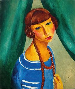 Moïse Kisling - Porträt von Marguerite Gros, sœur de Mme Renée Kisling (1919)