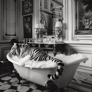 Majestätischer Tiger in der Badewanne - Ein beeindruckendes Badezimmerbild für Ihr WC